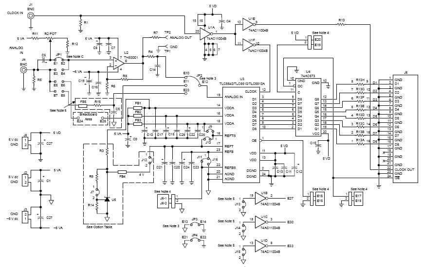 TLC5540 EVM is a complete stand-alone board designed to allow quick and accurate evaluation of the analog-to-digital converter