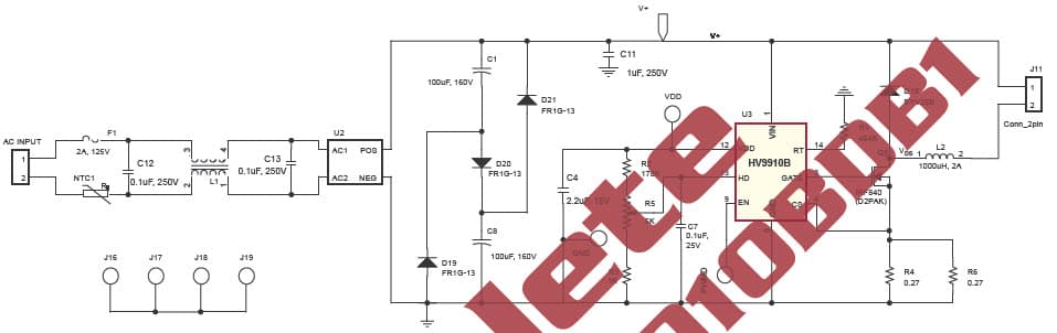 HV9910DB1, Off-Line, High Brightness LED Driver Demo Board