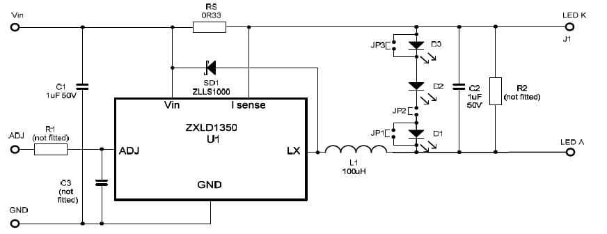 1W, 3-LEDs White LED Driver for Flashlight