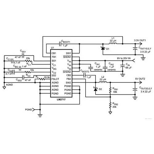 3.3V, 5V DC to DC Multi-Output Power Supply for LCD TFT Display