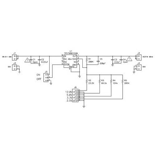 TPS79801DGNEVM-334 facilitates evaluation of the TPS79801 in the DGN (MSOP-8) package