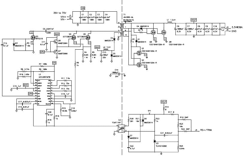 PMP4804, 48V Input, 3.3V/30A Output, 94% Efficient Active Clamp forward Reference Design