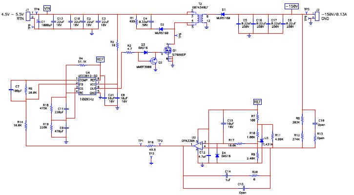 PMP2796, Flyback for Line Card -150V@0.13A