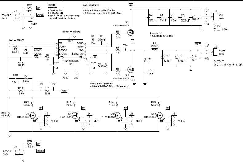 PMP4709, non-isolated synch buck with VID interface 0.70.9V@6.0A