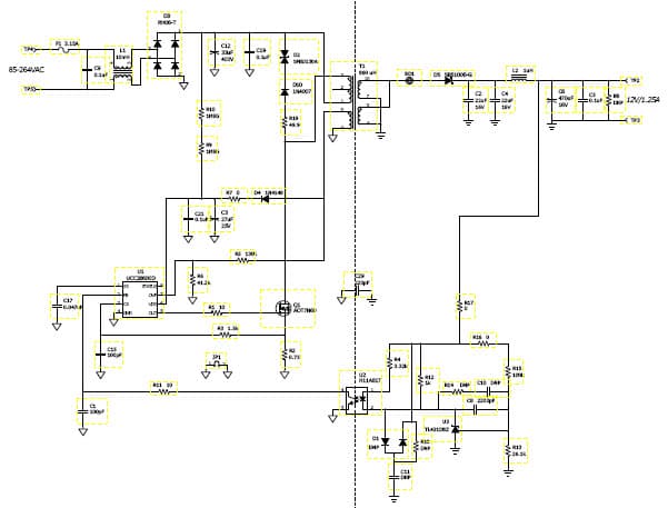 PMP6833, 85VAC-265VAC Input,12V/15W Output Green-Mode Flyback