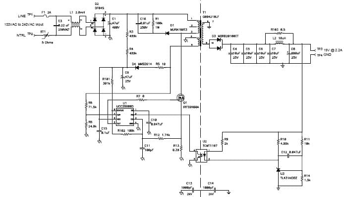 PMP5029, 100VAC-240VAC 19V/2.2A Output Green-mode Adaptor