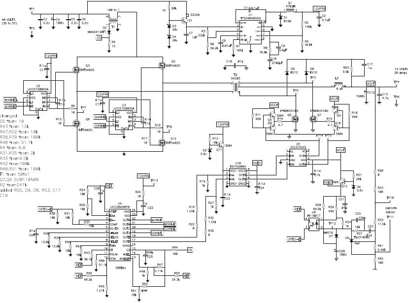 PMP5410, Isolated full bridge controller 48V to 14V @20A