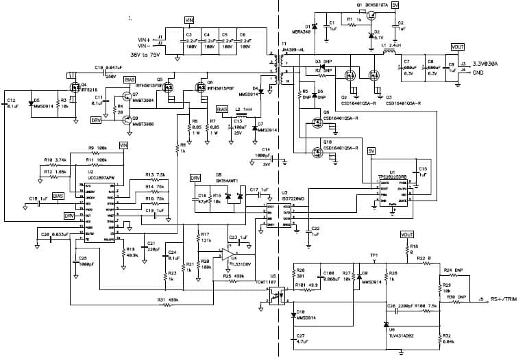 PMP5997, 48V Input 3.3V/30A with Output Pre-bias