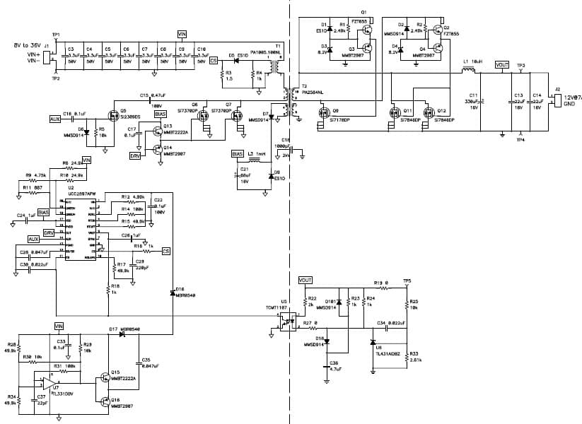 PMP5123, 8V-36V Input 12V/7A, 93% Efficient Active Clamp forward