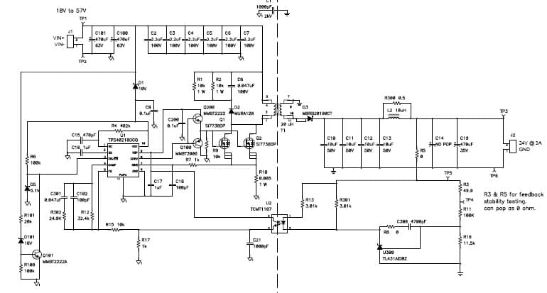 PMP7279, 18V-57V Input, 24V/72W Flyback Reference Design