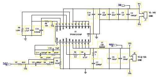 PMP7285, 10 - 14V Input, 1V@10A Reference Design using the TPS51621 (Module Replacement)