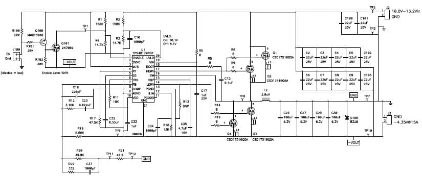 PMP6795, Positive 12V to -4.35V/15A buck-boost converter