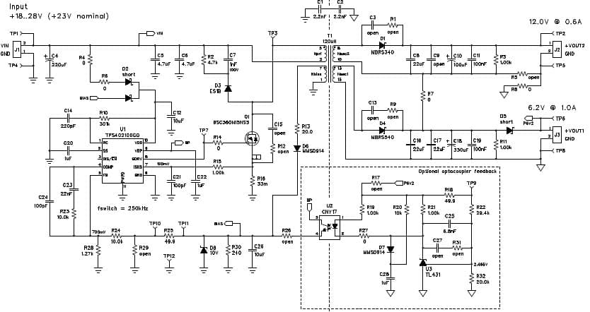 PMP7024.1, Isolated Flyback without optocoupler (12V @ 0.6A)