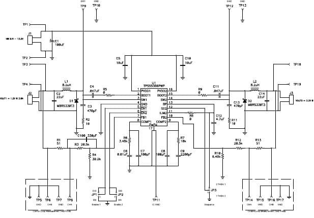 PMP4173.2, 12V Input, 3.3V/3A and 1.2V/3A Dual Buck Converter Reference Design