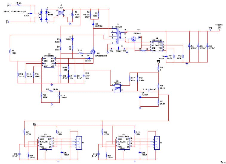 PMP7389, Universal AC Input, 5V@2.1A Dual Port Smart USB Charger Reference Design