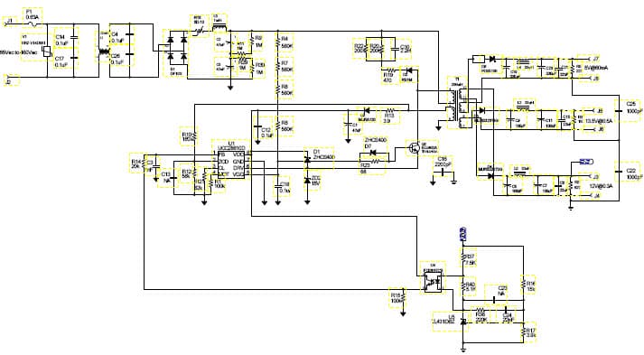 PMP4323, 65Vac - 460Vac input AC/DC Switching Mode Power Supply for three phase E-meter