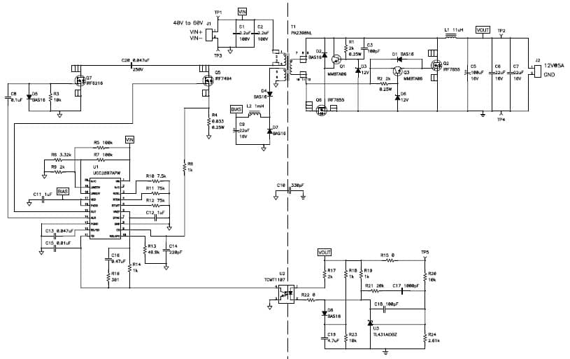 PMP3026, 40V-60V Input 12V/5A 95% Efficient Active Clamp forward