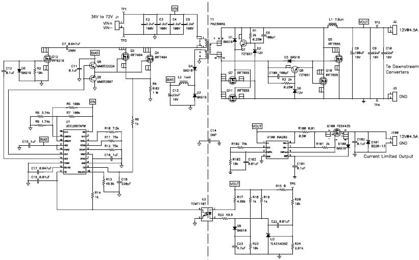 PMP4028, 36V-72VDC Input Active Clamp forward With Dual 12V/50W Outputs