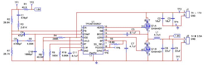 PMP2904, Sync Buck for HMS Radio 1V@2.5A