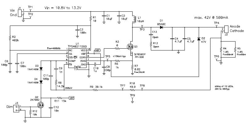 PMP4740, Boost (20V- 40V @ 500mA) for LED Lighting