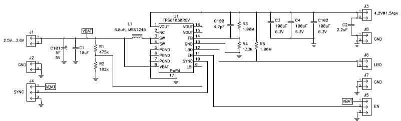 PMP4737, Synchronous Boost (4.2V@370mA,1.5Apk) for GSM/GPRS