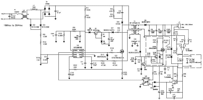 PMP4522, PFC Flyback LED Converter 40V - 120V @ 0.35A