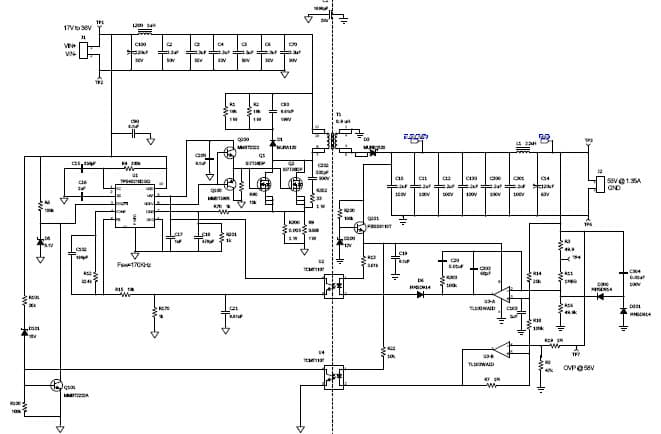 PMP5651, 17V36Vin Isolated Flyback 53V @ 70W