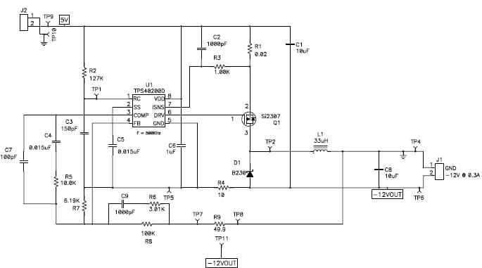 PMP1903, Buck-Boost for RS-232 (-12V @ 0.3A)