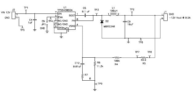 PMP2224, Buck-boost (-12V @ 0.5A) for the TPS5430