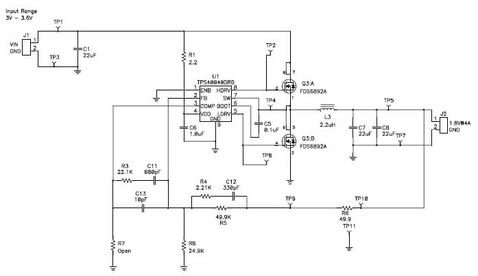 PMP2270, Sync Buck (1.8V @ 4A) for the TPS40040