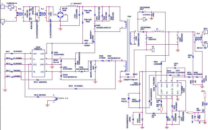 PMP6306, 40V 450mA Non-dimmable T8 LED Driver using TPS92210