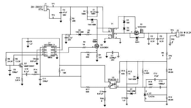 PMP2431, Isolated Sync Flyback (5V @ 0.2A) for Motor Control