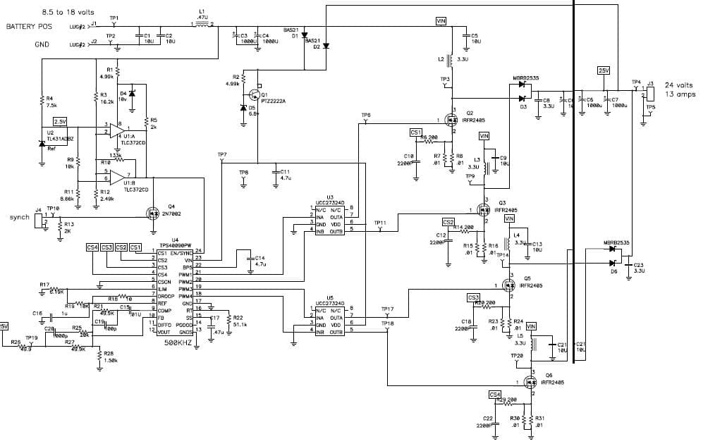 PMP2445, Multiphase Boost (24V @ 13A) for Automotive Audio