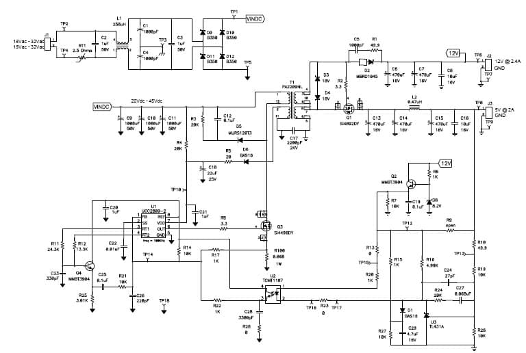 PMP2476.1, Isolated flyback (5V @ 2A) for Security Cameras