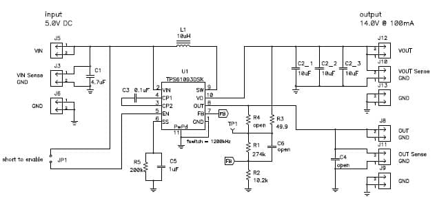 PMP5587, Boost 14.0V @ 100mA Reference Design