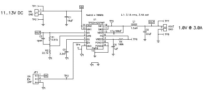 PMP5619.1, 11-13V, 1V @ 3A Reference Design