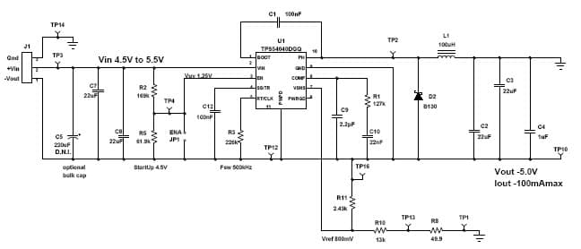 PMP5691, Inverting buck-boost using TPS54040 to generate -5V@100mA