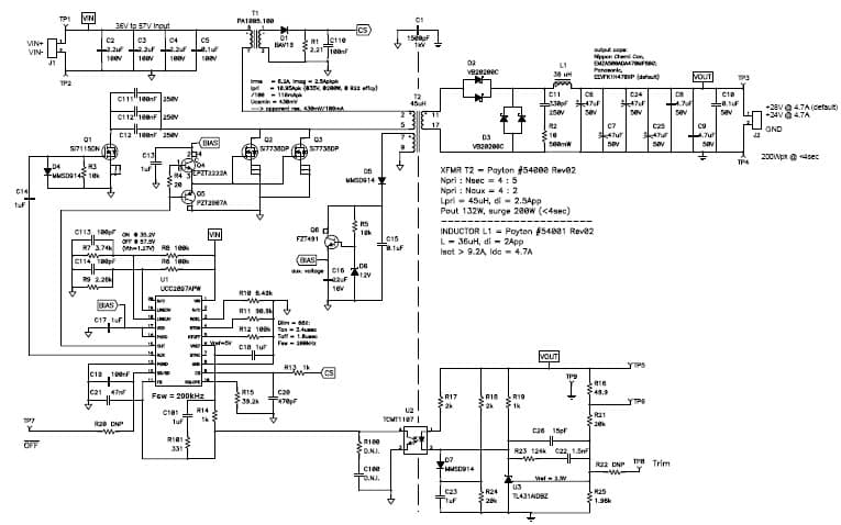 PMP2724, 36V - 57V Input, 24V/28V Active Clamp forward