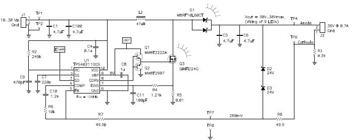 PMP2743, 36V @ 700mA LED Boost