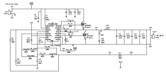 TPS40021, 1V25 @ 6Amps