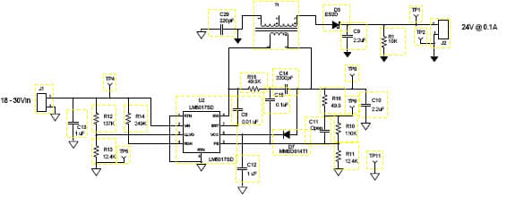 PMP7316, 18 - 30V Input, 24V@0.1A Reference Design Using the LM5017