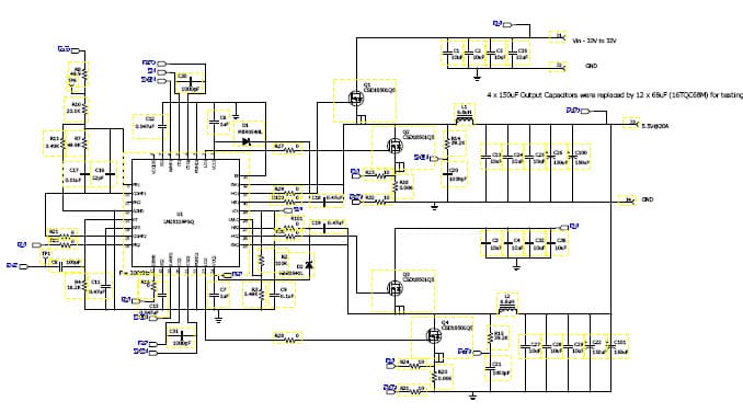 PMP7428, 30 - 32V Input,5.5V@20A Multiphase Buck Reference Design using the LM25119