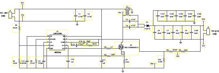 PMP7338, 10 - 48V Input, 12V@4A SEPIC Reference Design using the LM5022