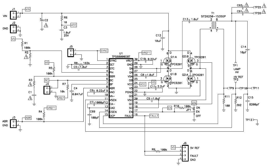 TPS68000EVM-166, Evaluation Board using TPS68000 cold cathode fluorescent lamps (CCFL) controller