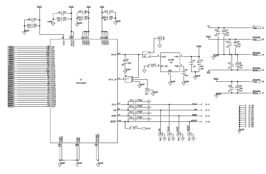 EVAL-AD5532HSEB, Evaluation Board using AD5532HS, 32-Channel High Speed Serial Digital to Analog Converter