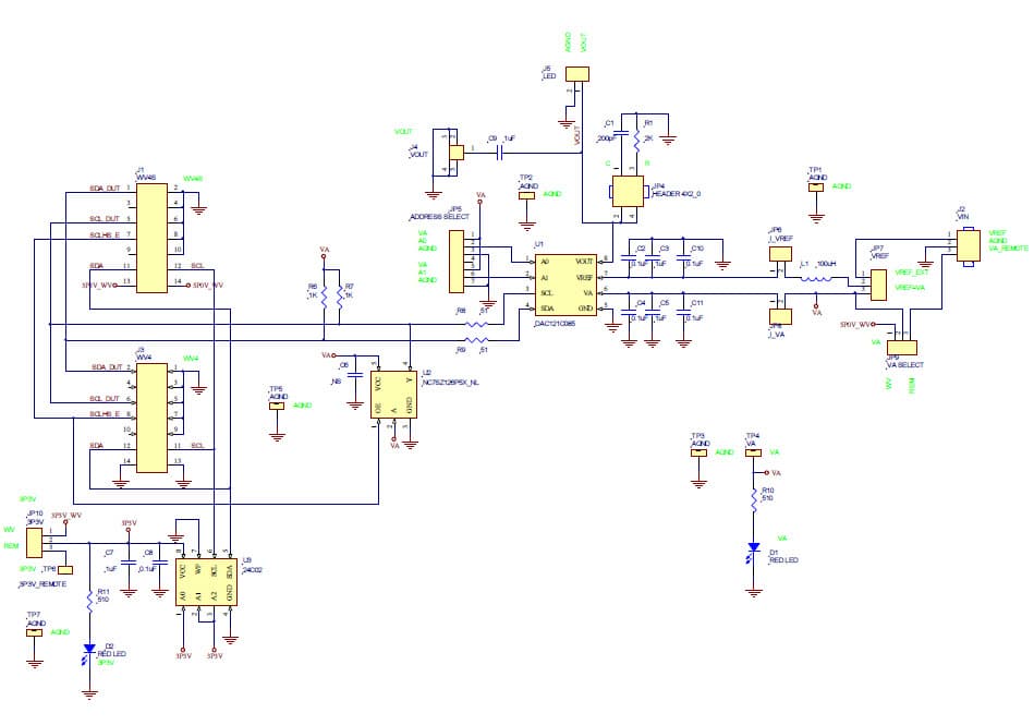 DAC121C081EB, Evaluation Board using DAC121C081, 12-bit, single channel, voltage output Digital to Analog Converter