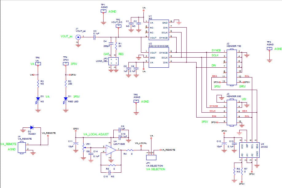 DAC121S101EVAL, Evaluation Board using DAC121S101, 12-bit micro power, single channel, voltage output Digital to Analog Converter