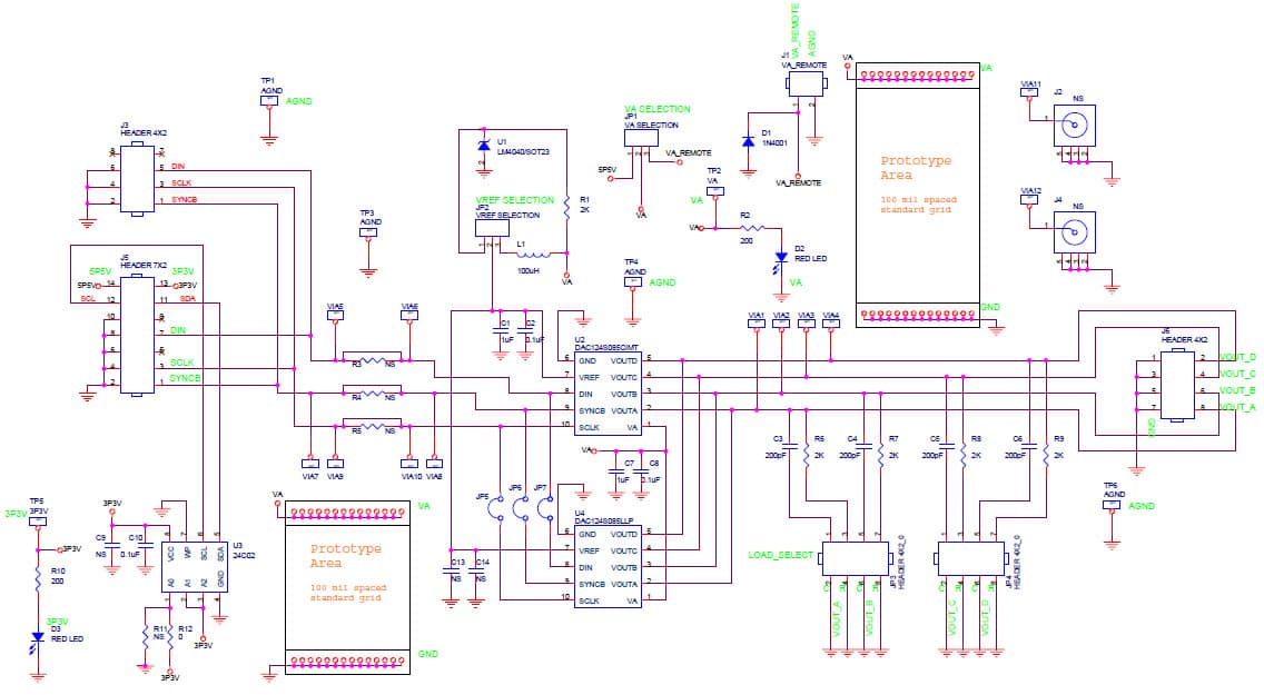 DAC122S085EB/NOPB, Evaluation Board using DAC122S085, 12-bit micro power Dual Digital to Analog Converter with rail-to-rail output