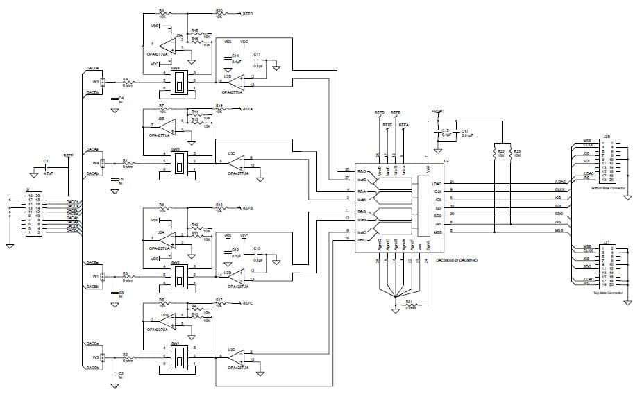 DAC8814EVM, Evaluation Board using DAC8814 quad, serial input, 16-bit multiplying Digital to Analog Converter