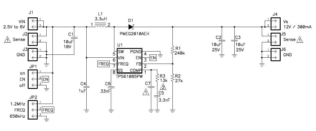 TPS61085EVM-355, Evaluation Board using TPS61085, 18.5V, 2A, 650kHz-1.2MHz Step-Up DC-DC Converter